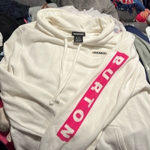 Burton off white men’s size Small sweatshirt with pink block sleeve
